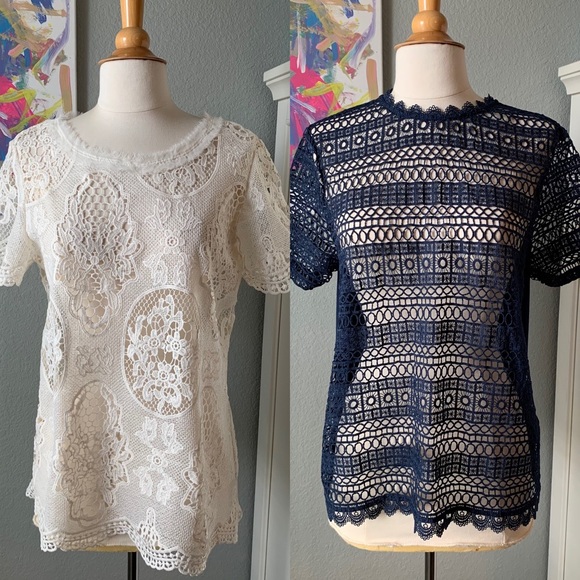 Lot of 2 Lace Short Sleeve Tops H&M, Xhilaration